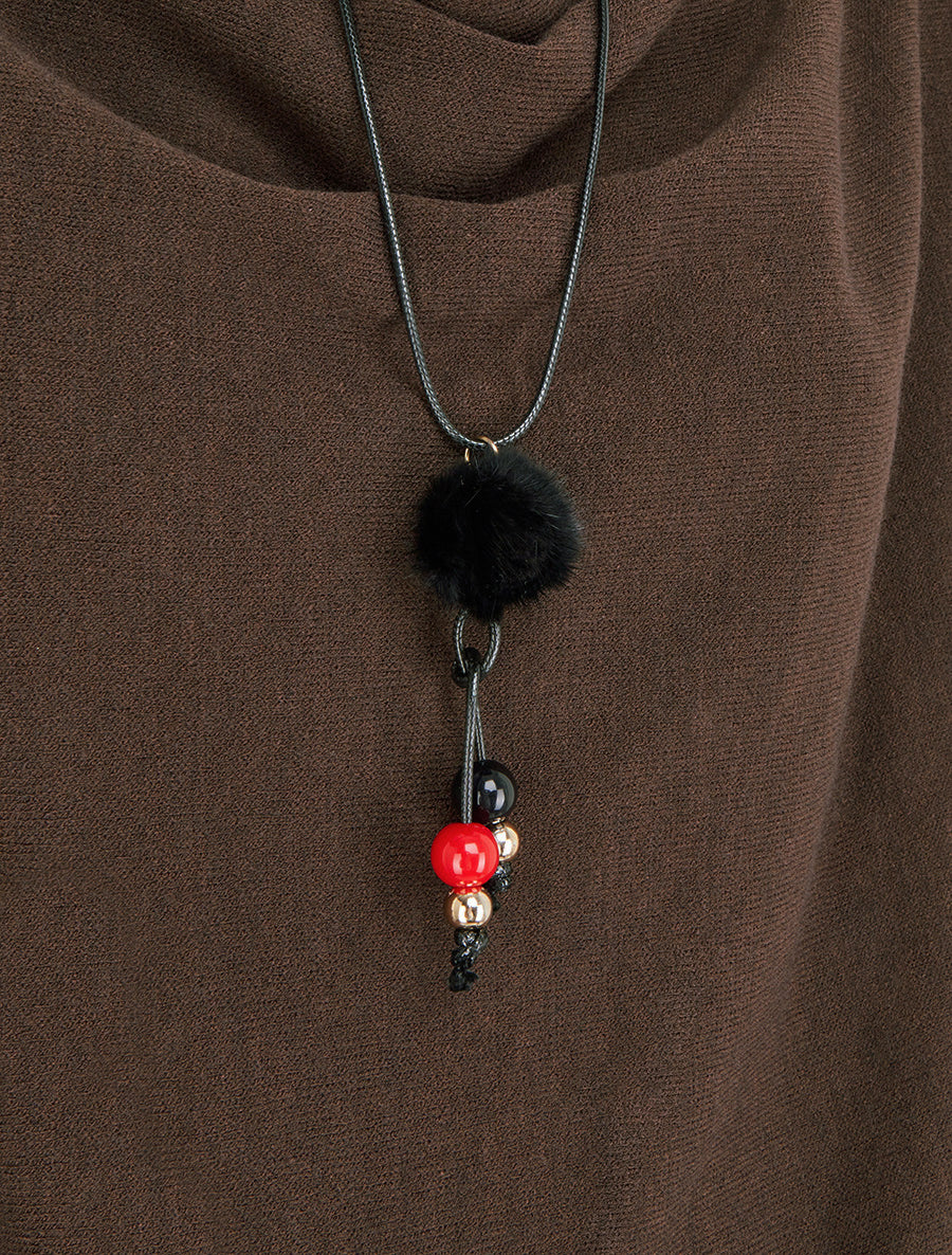 Fijn effen truitje met watervalkraag - Bruin