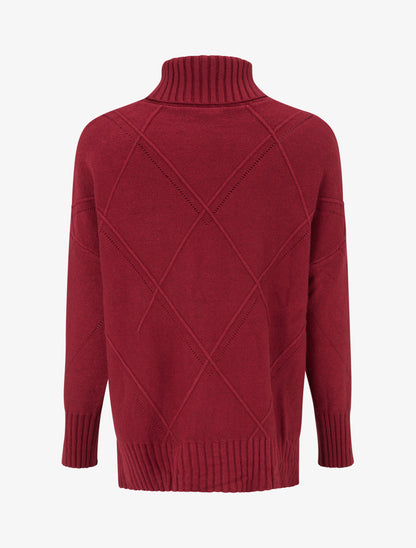 Pull uni à motif texturé géométrique - Bordeaux - 2
