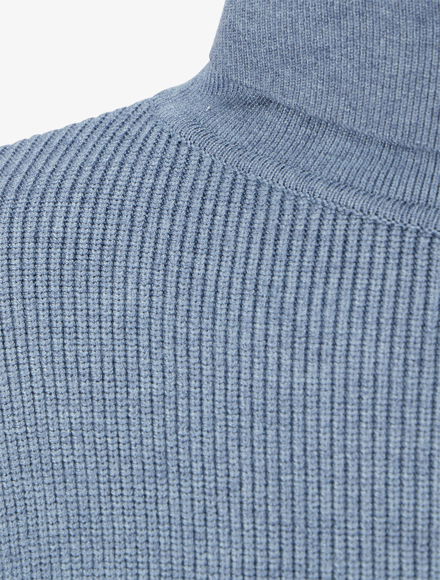 Pull long à boutons décoratifs aux manches - Bleu - 3