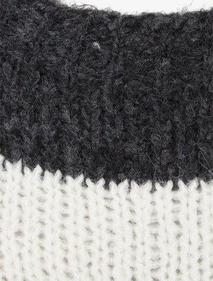 Pull rayé à col rond - Noir - 3