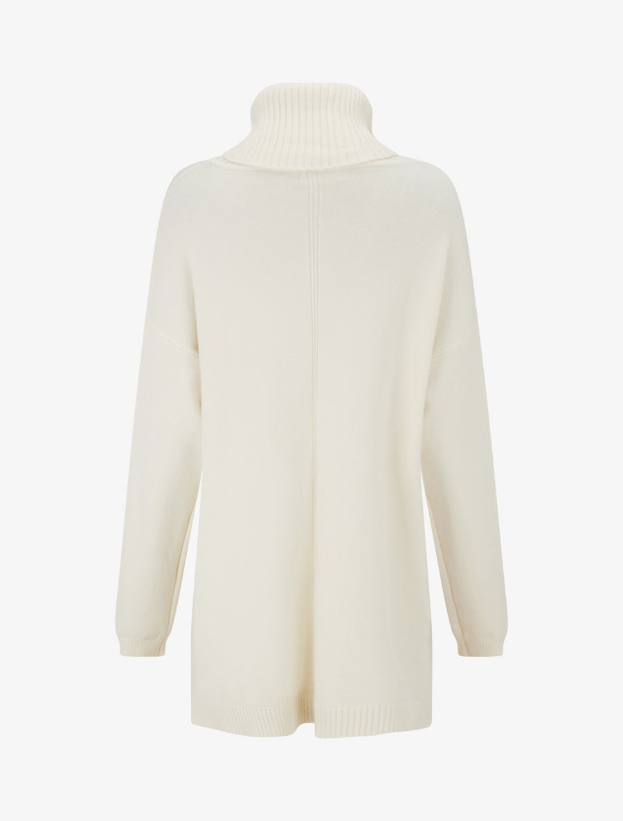 Pull long uni à poches - Crème - 2