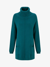 Pull long uni à poches - Bleu canard - 1