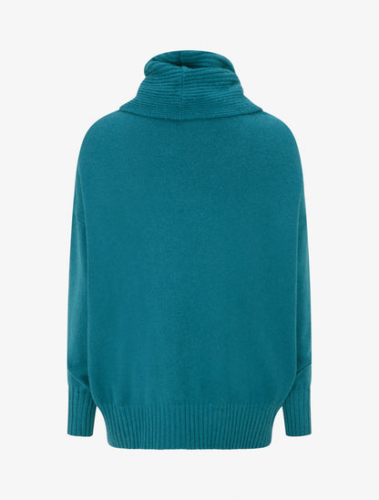 Pull droit à col roulé lâche - Bleu canard - 2