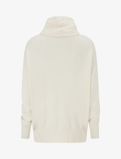 Pull droit à col roulé lâche - Crème - 2