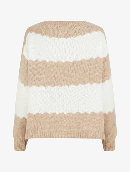 Pull en maille à rayures bicolore - Beige - 2