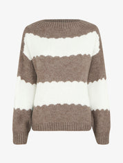 Pull en maille à rayures bicolore - Taupe - 1