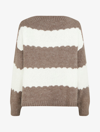 Pull en maille à rayures bicolore - Taupe - 2