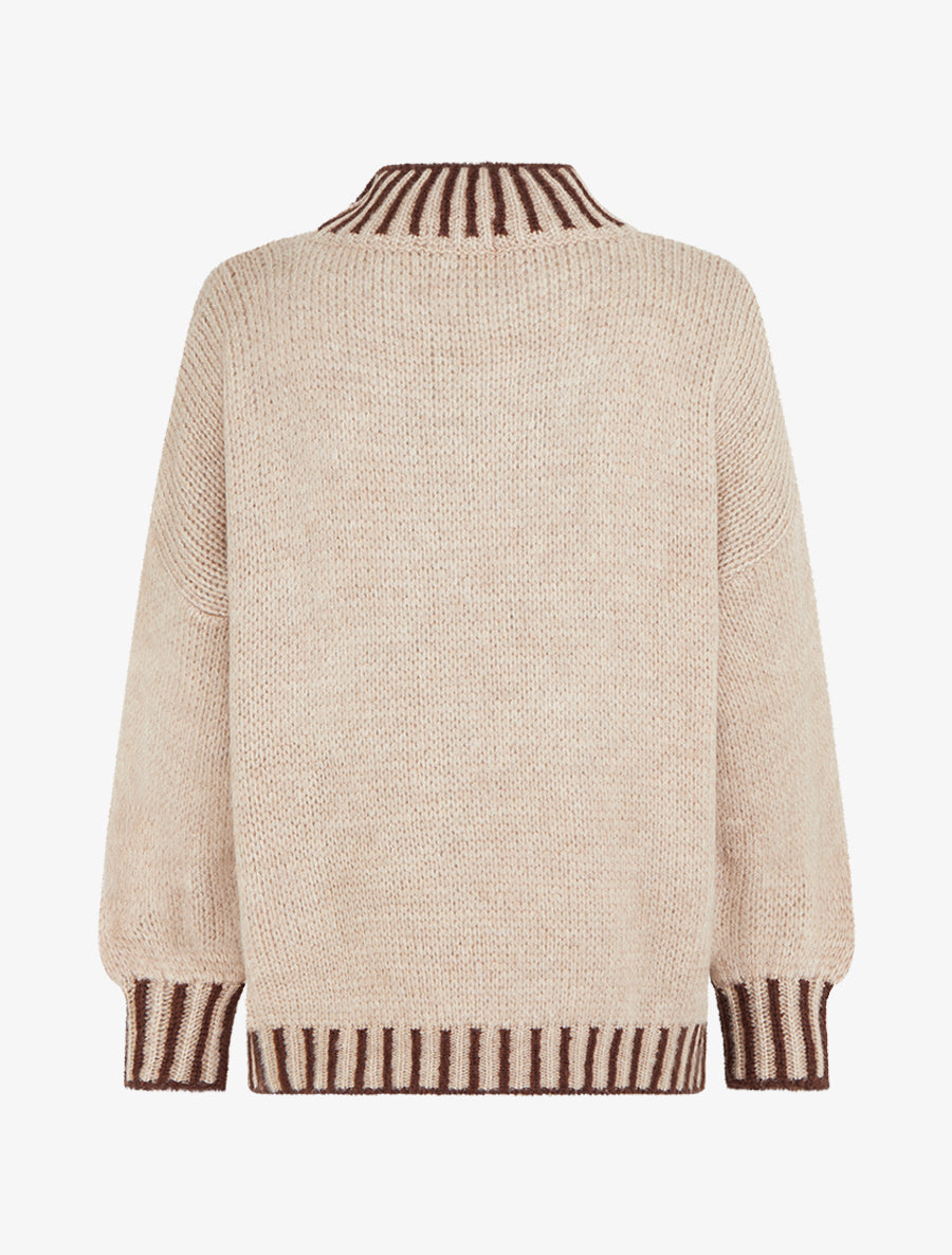 Pull en maille à col montant - Beige foncé - 2