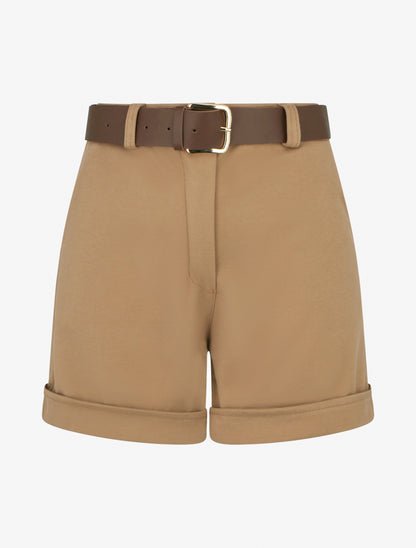 Short uni épais à revers - Camel - 1