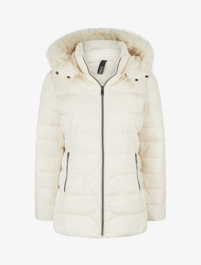 Doudoune droite à capuche amovible - Blanc - 1