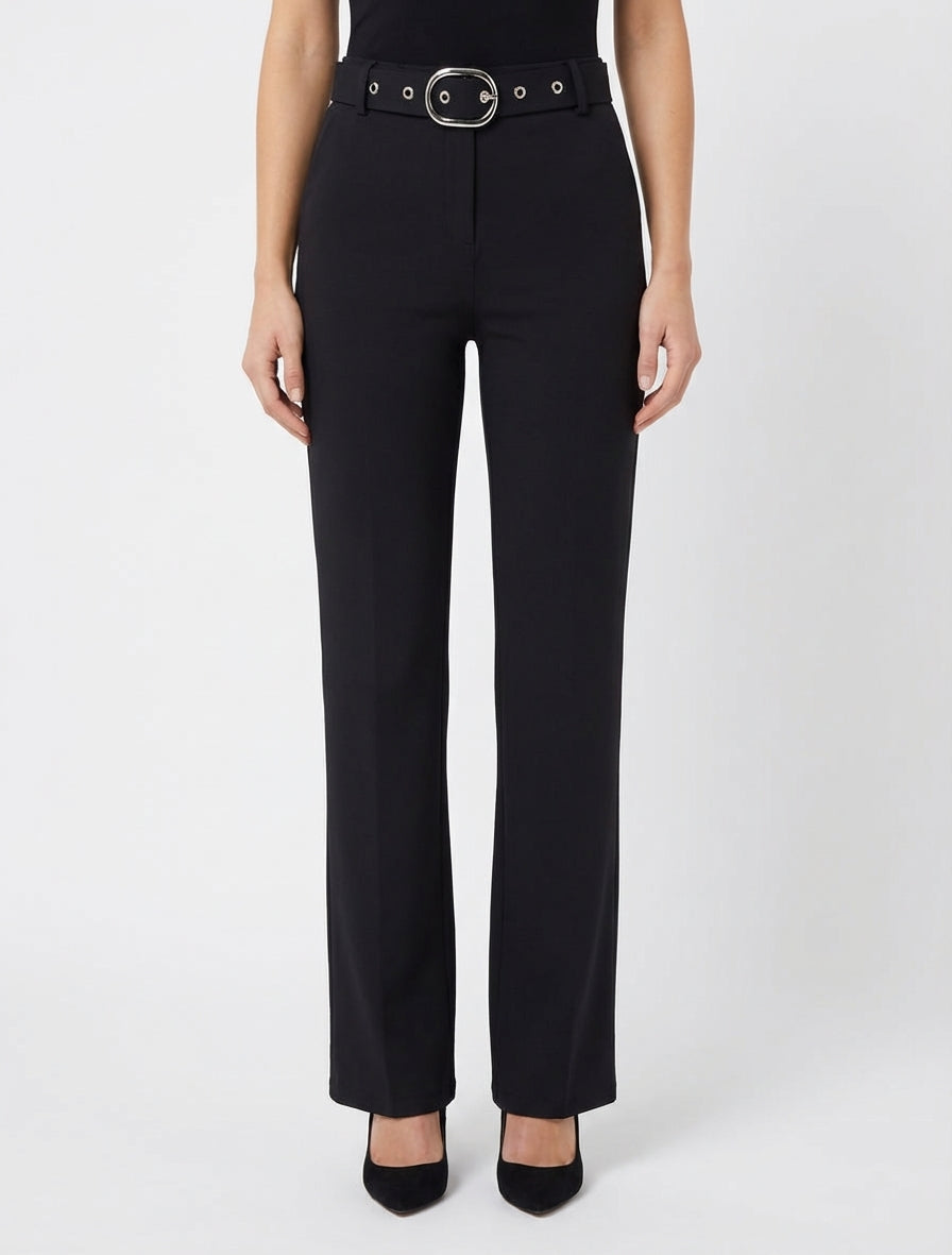 Pantalon droit ceinturé - Noir