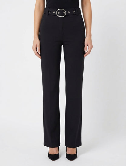 Pantalon droit ceinturé - Noir