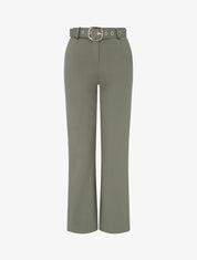 Pantalon droit ceinturé - Kaki - 1