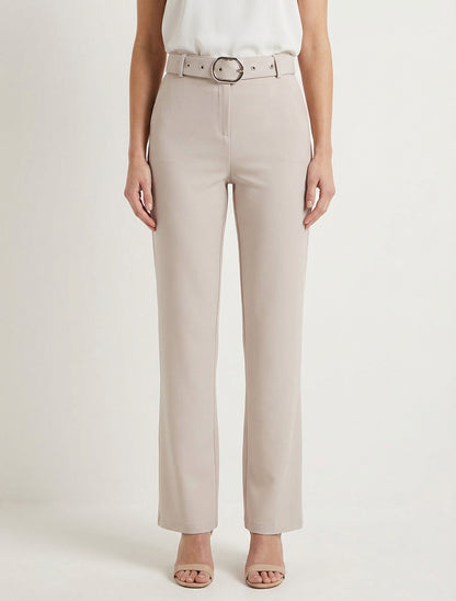 Pantalon droit ceinturé - Beige