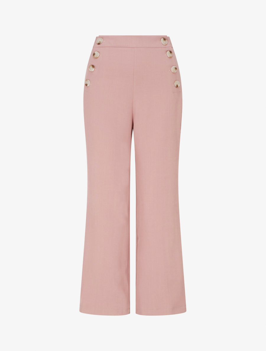 Pantalon droit à fermeture boutonnée sur les côtés - Rose - 1