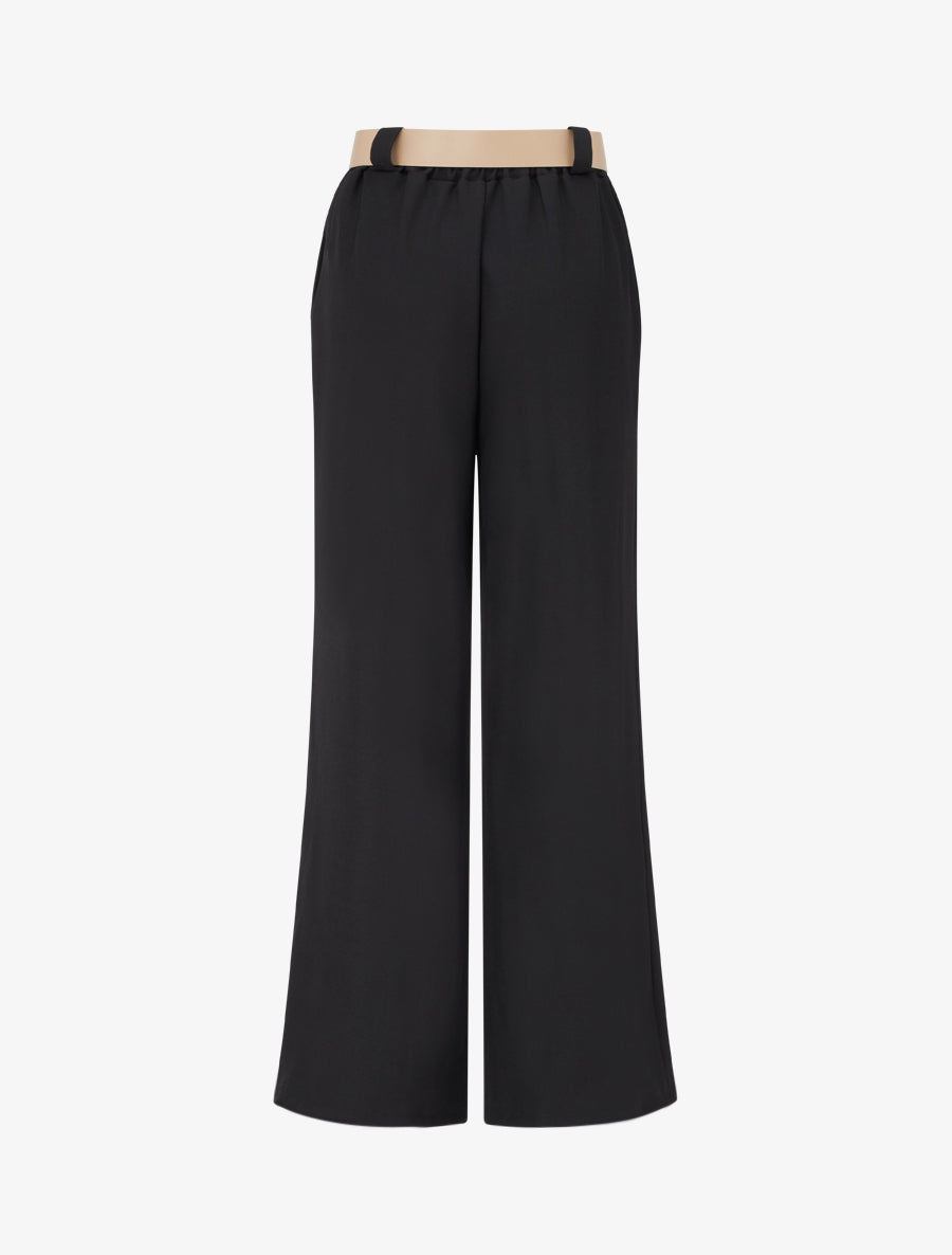 Pantalon droit uni élastiqué - Noir - 2