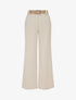 Pantalon droit uni élastiqué - Beige - 1