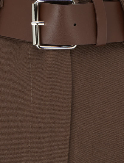 Short droit uni taille haute - Marron - 3