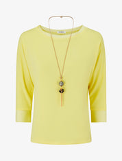 Top uni à empiècement en satin - Jaune citron - 1