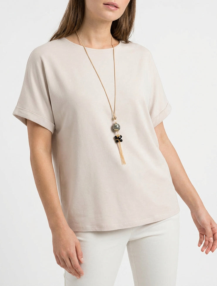 Top met korte mouwen - Beige