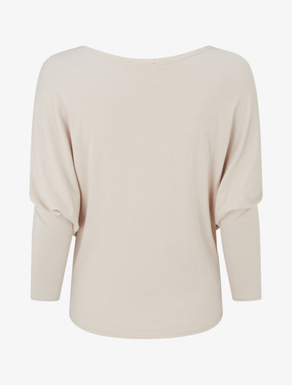 Top fluide à manches 3/4 chauve-souris - Beige - 2