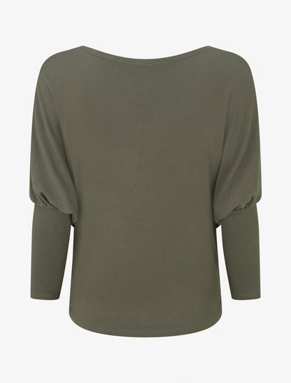 Top fluide à manches 3/4 chauve-souris - Kaki - 2