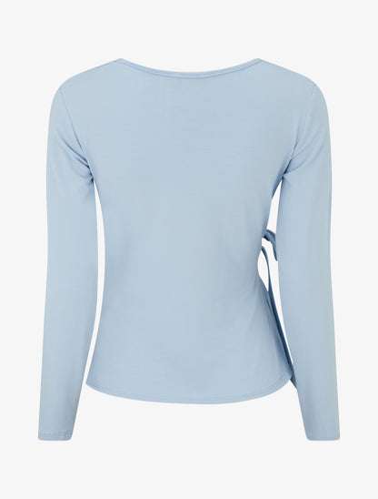 Top uni à col cache-coeur - Bleu ciel - 2
