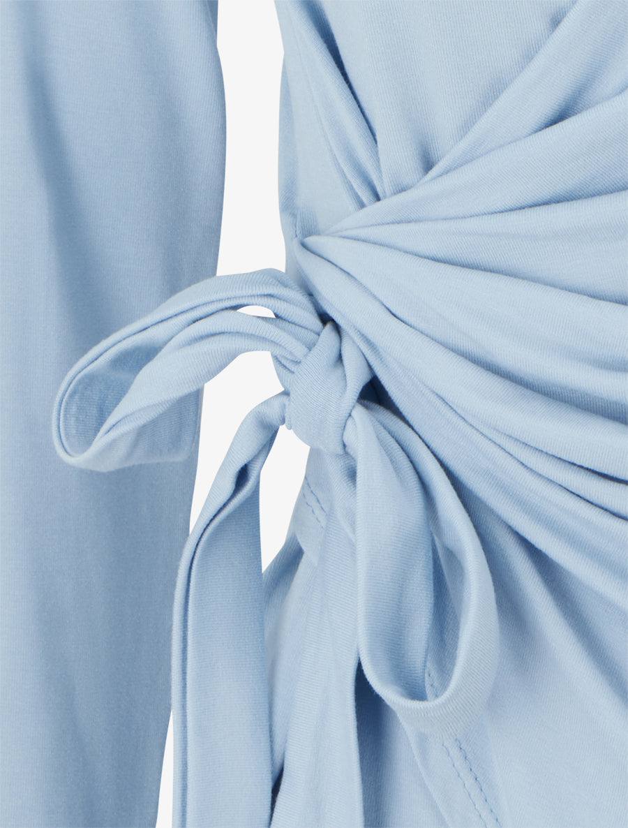 Top uni à col cache-coeur - Bleu ciel - 3