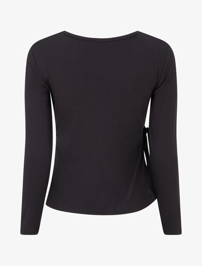 Top uni à col cache-coeur - Noir - 2