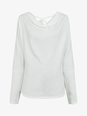 Pull fin uni à empiècement dentelle au dos - Blanc - 1