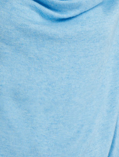 Pull fin uni à empiècement dentelle au dos - Bleu ciel - 3