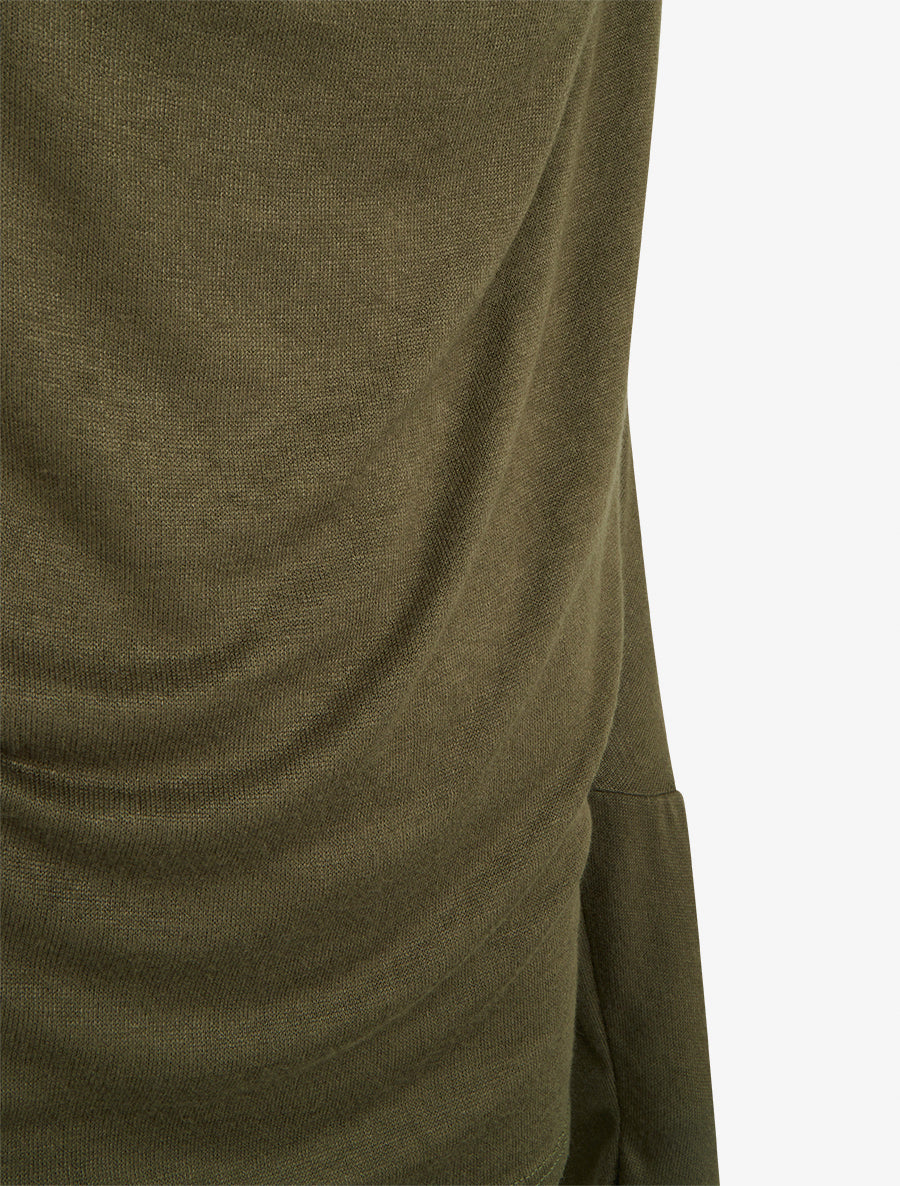 Pull fin uni à empiècement dentelle au dos - Kaki - 3