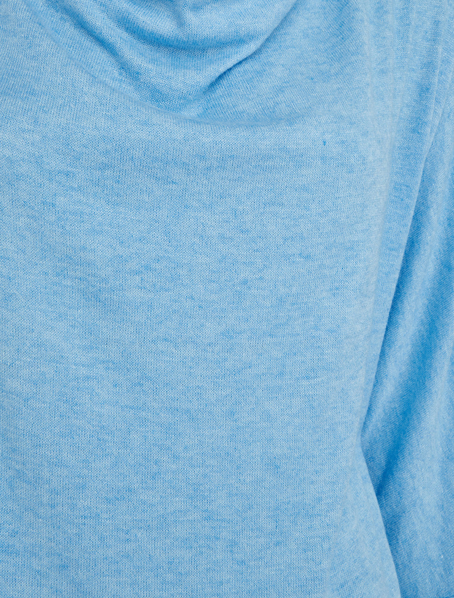 Pull fin uni à col bénitier - Bleu ciel - 3