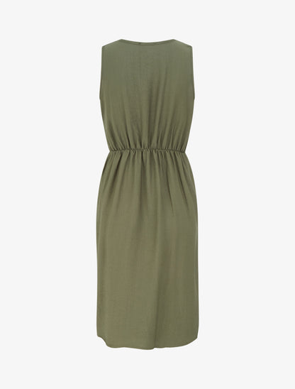 Robe longue unie à chaînette - Kaki - 2