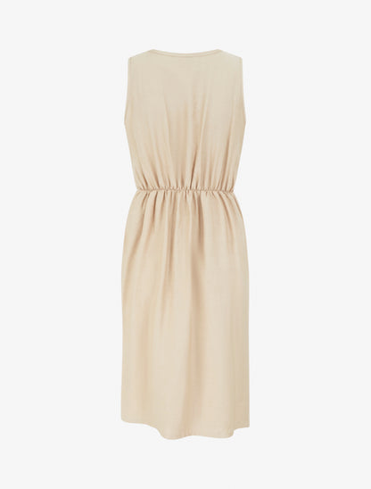 Robe longue unie à chaînette - Beige - 2