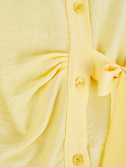Chemisier sans manches effet drapé - Jaune - 3
