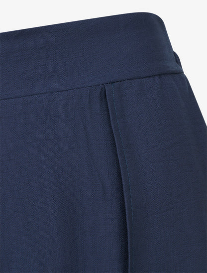Pantalon ample à bords asymétriques - Marine - 3