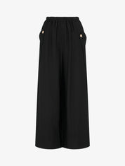 Pantalon ample uni à boutons décoratifs - Noir - 1