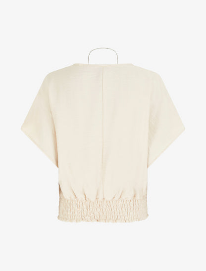 Top boule uni à manches courtes - Beige - 2