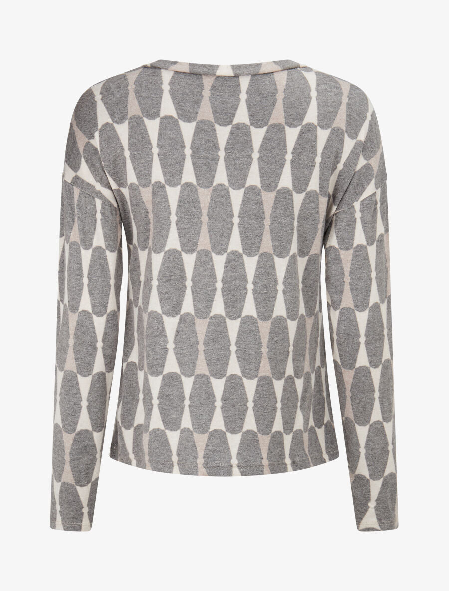 Pull fin à imprimé géométrique - Gris - 2