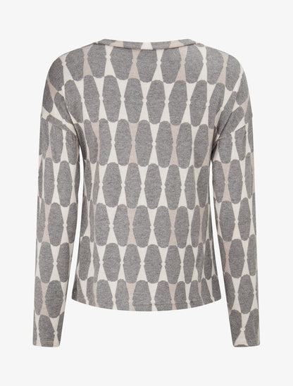 Pull fin à imprimé géométrique - Gris - 2