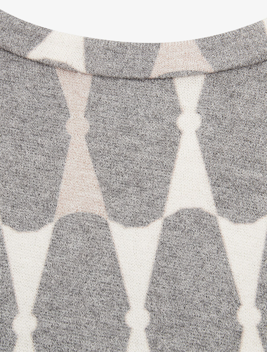 Pull fin à imprimé géométrique - Gris - 3