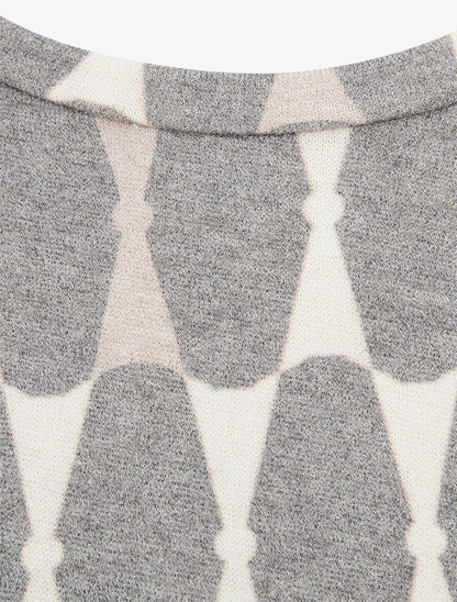 Pull fin à imprimé géométrique - Gris - 3