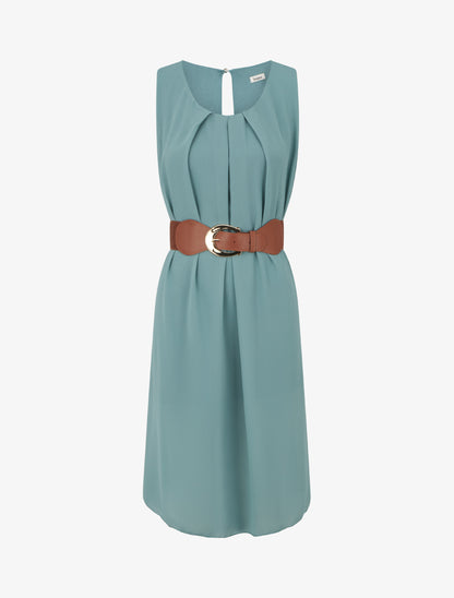 Robe unie en voile sans manches - Turquoise - 1