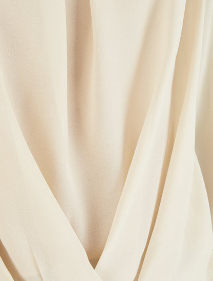 Blouse en voile à effet drapé - Beige - 3