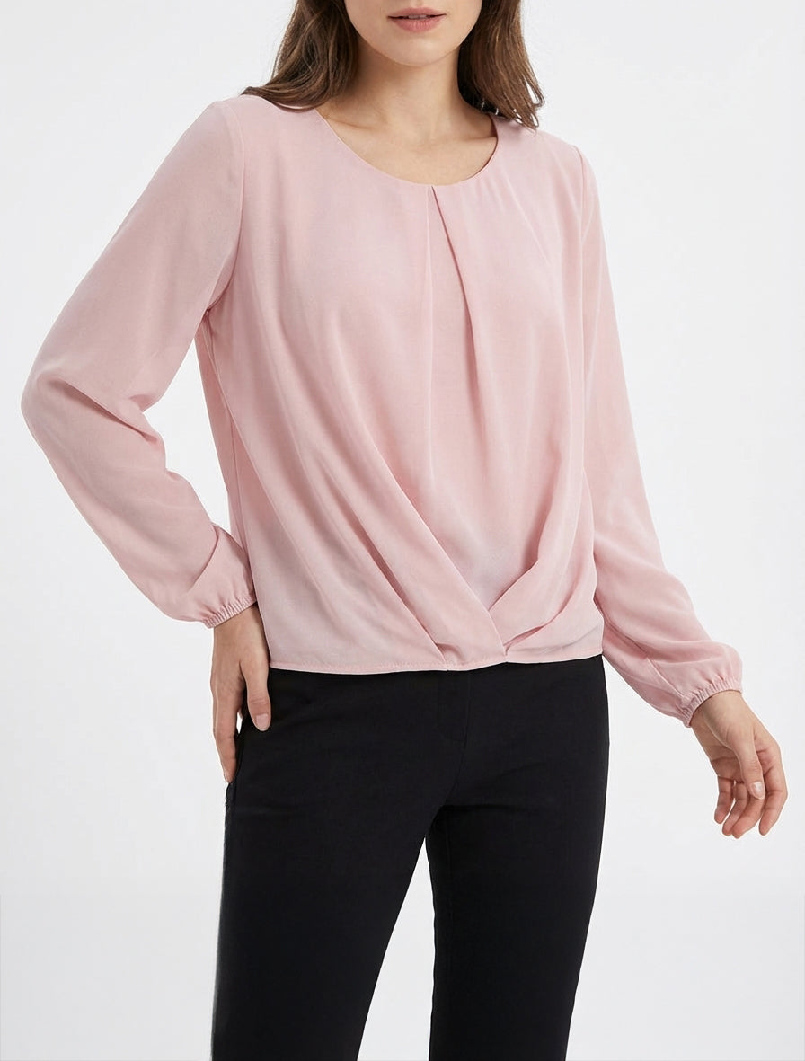 Blouse en voile à effet drapé - Rose