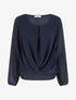 Blouse en voile à effet drapé - Marine - 1