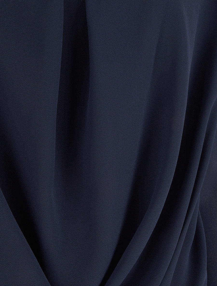 Blouse en voile à effet drapé - Marine - 3