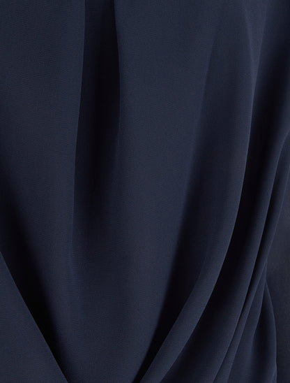 Blouse en voile à effet drapé - Marine - 3