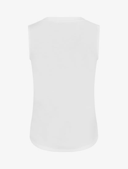 Top sans manches effet drapé et boutons - Blanc - 2